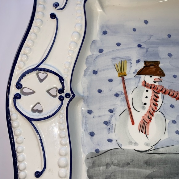 Classic Square Snowman Inspired Christmas Platter - Picture 3 of 8